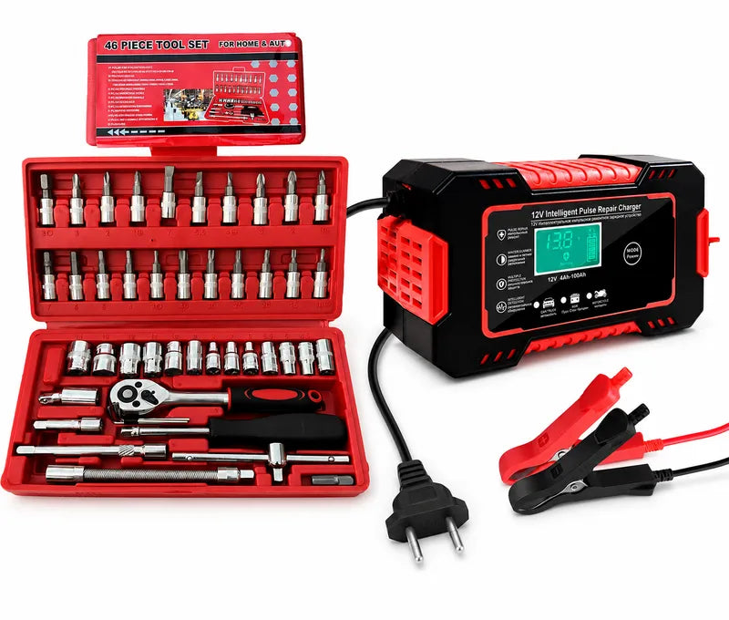 Combo ratchet 46 piezas con cargador de batería